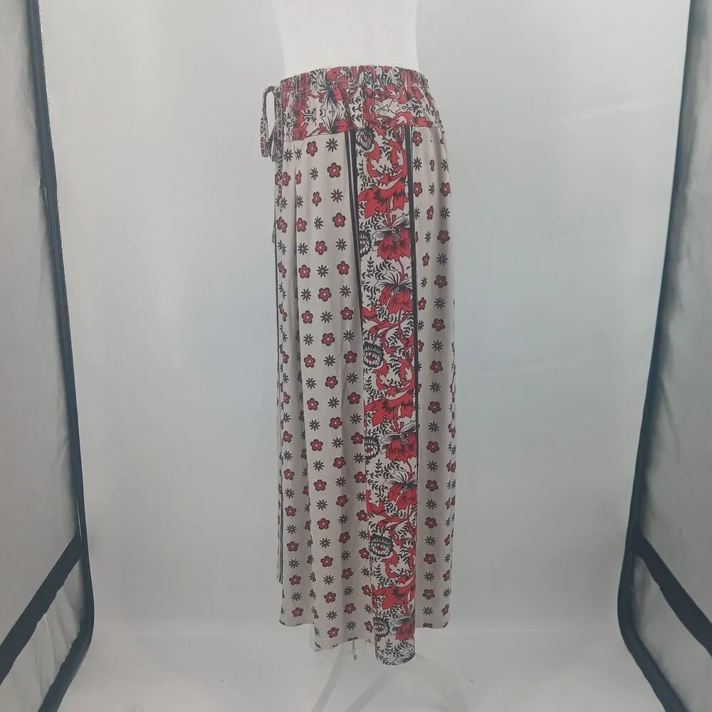 womans metrowear size large maxi skirt red and cream floral paisley teacher